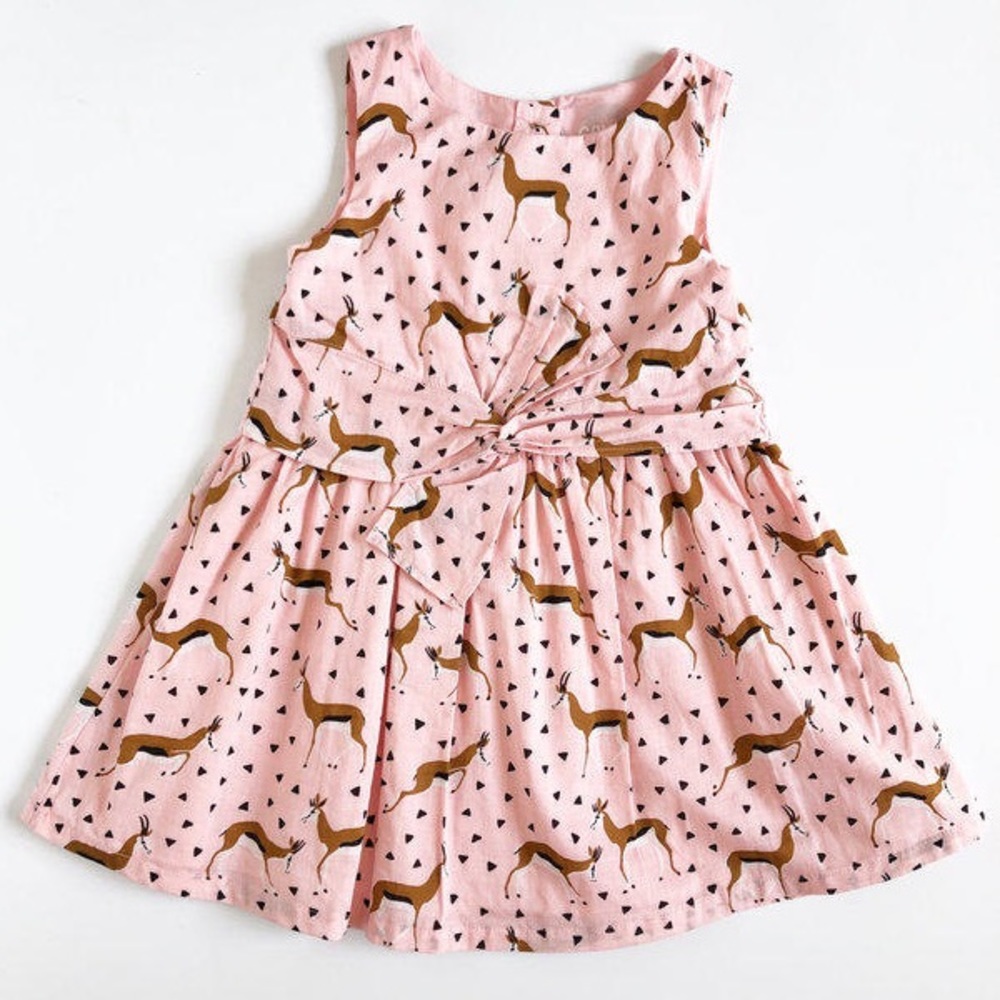 Genuine kids pink abstract gazelle dress sz 2t